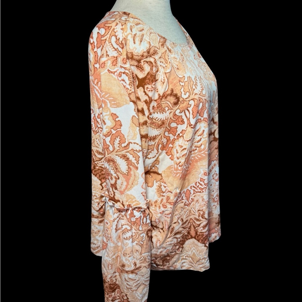 Cottagecore Fall Colors Pink and Brown Floral Blouse Size XL - Picture 2 of 6